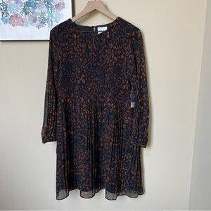 NWT Nine West Animal Print Pleated Dress Size Large
